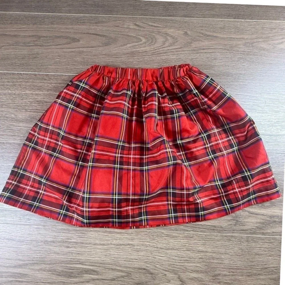 Crewcuts J Crew Girls Red Plaid Taffeta Skirt Holiday Tartan Size 10 Party